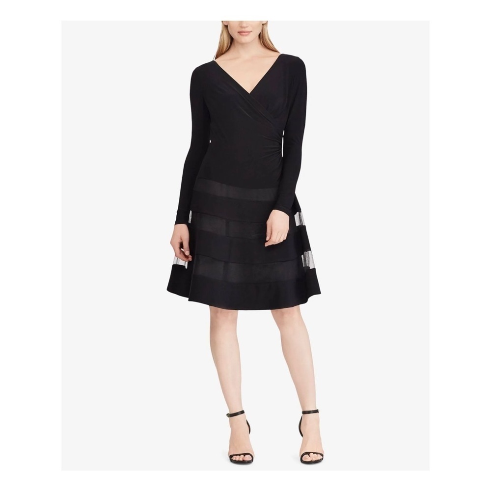 Lauren Ralph Lauren Tulle-Trim Party Dress in Black Sz. 2 Sz. XS